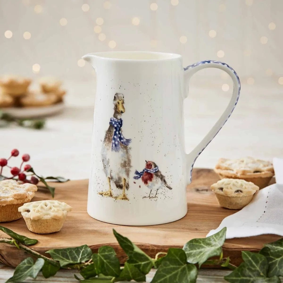 Royal Worcester Duck & Robin Bone China Christmas Jug