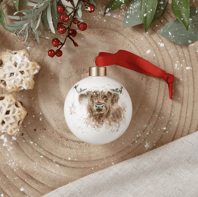 Wrendale Designs Christmas Decorations Royal Worcester Highland Cow Star Christmas Tree Bauble