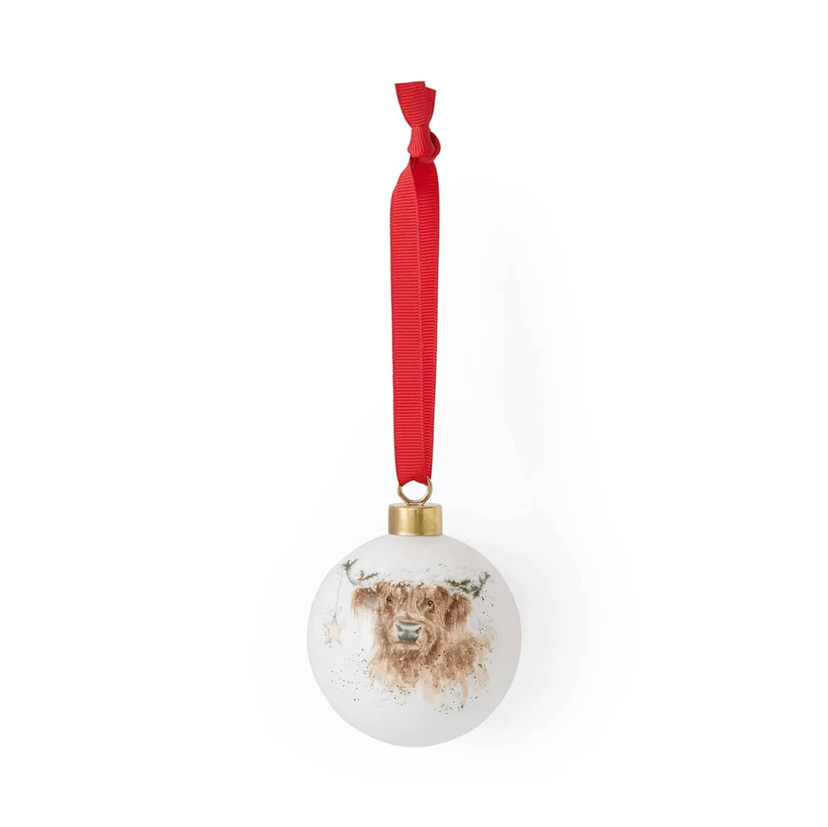 Wrendale Designs Christmas Decorations Royal Worcester Highland Cow Star Christmas Tree Bauble