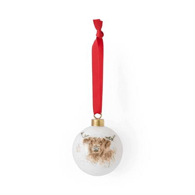 Wrendale Designs Christmas Decorations Royal Worcester Highland Cow Star Christmas Tree Bauble