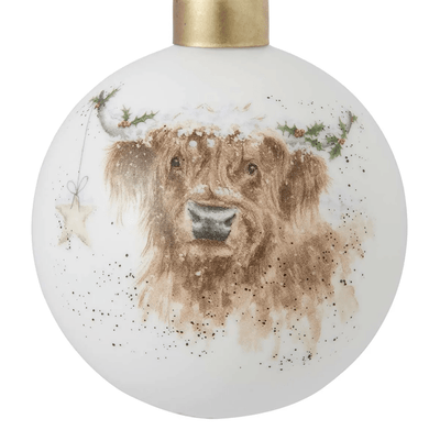 Wrendale Designs Christmas Decorations Royal Worcester Highland Cow Star Christmas Tree Bauble
