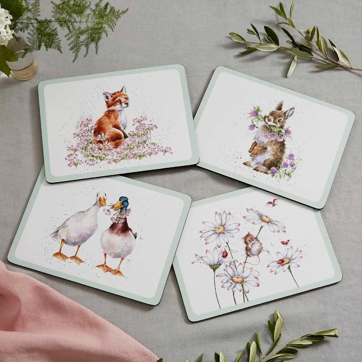 Wrendale Designs Coasters & Placemats Set of 4 Wildflower Animal Placemats