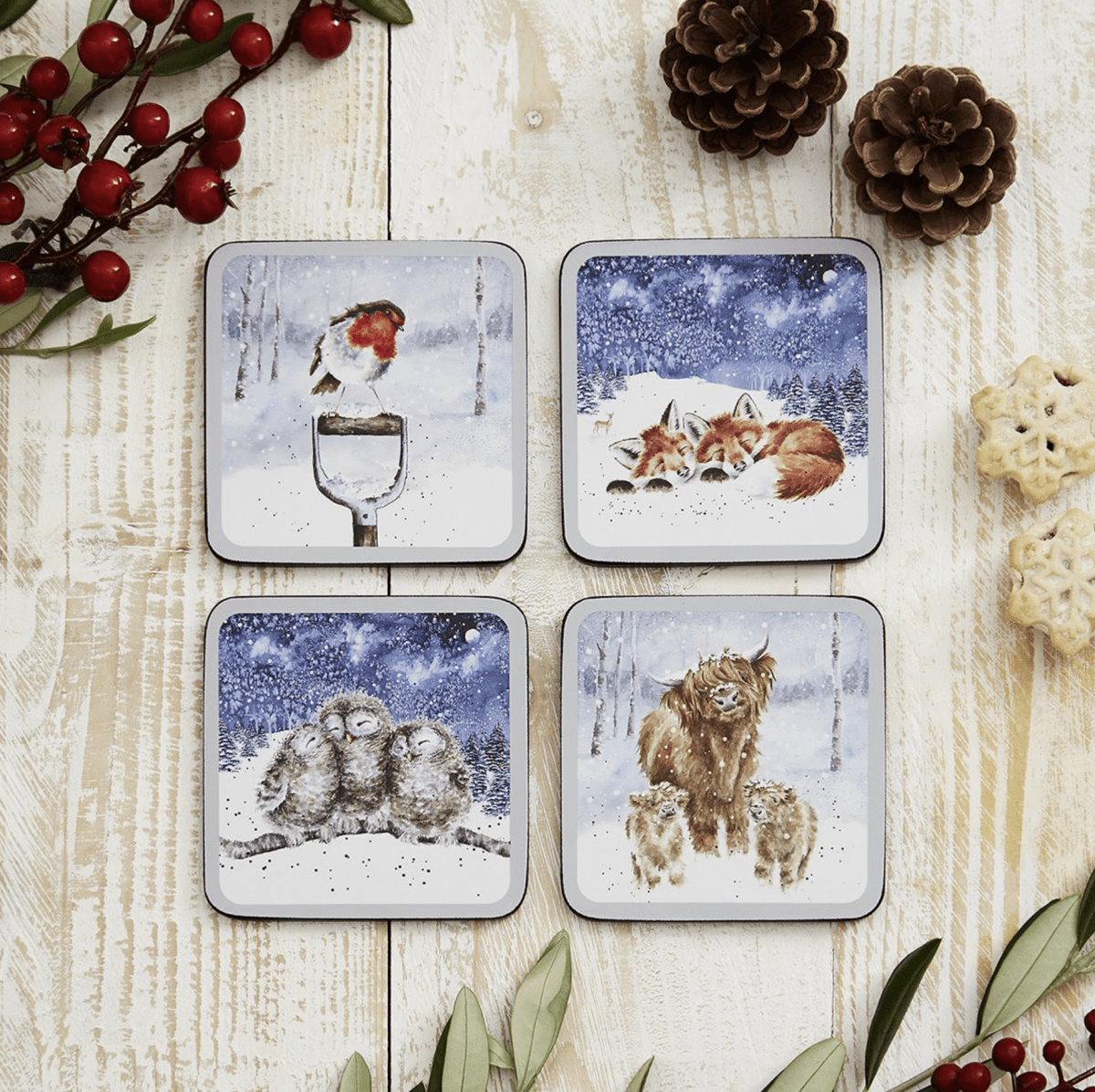 Wrendale Designs Coasters & Placemats Set of 4 Winter Sky Christmas Coasters