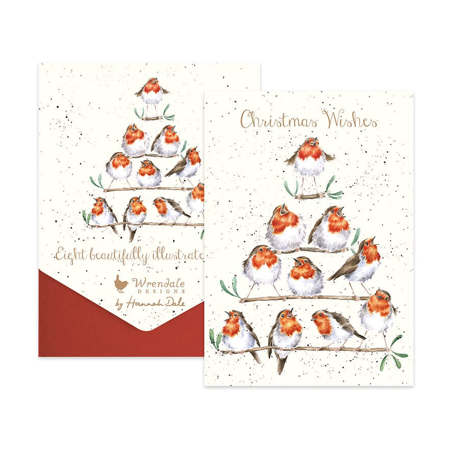 Wrendale Designs christmas cards Set of 6 Illustrated Robin Boxed Christmas Cards