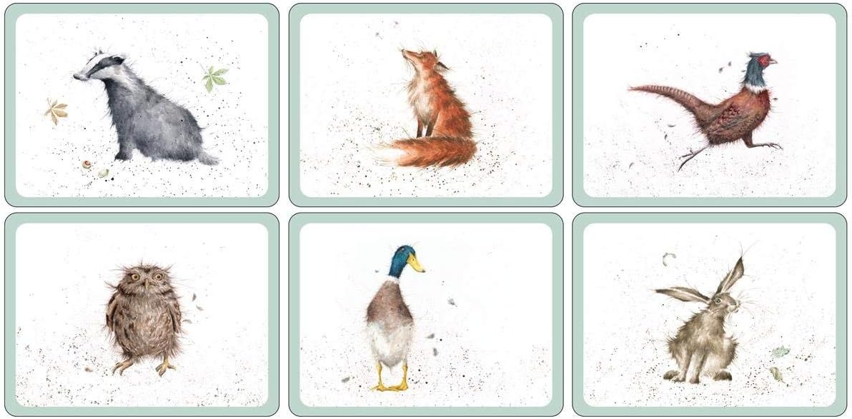 Wrendale Designs Coasters & Placemats Set of Six Illustrated Animal Placemats
