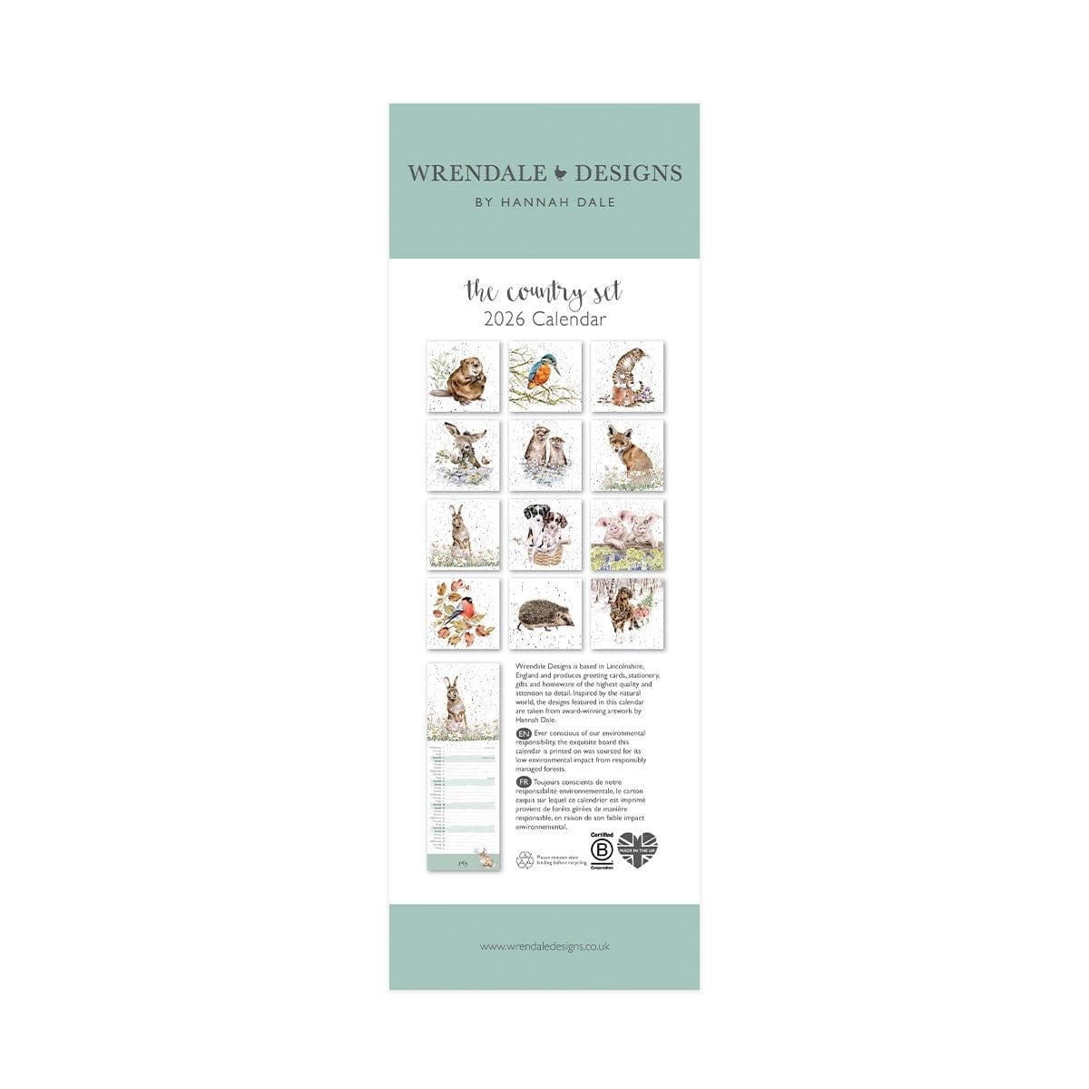 Wrendale Designs Calendars The Country Set 2026 Slimline Calendar