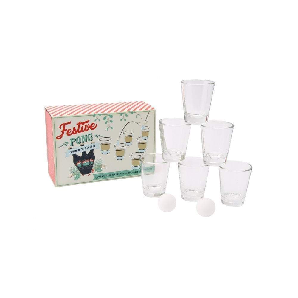 CGB Giftware Glassware Festive Pong With Shot Glasses Christmas Game