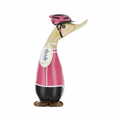 DCUK Ornaments Pink Cyclist Natural Wooden Duckling