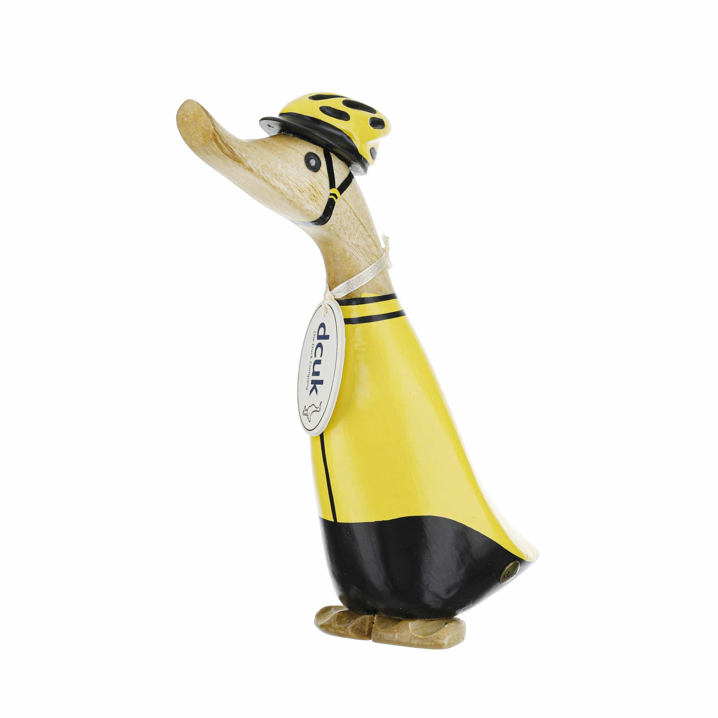DCUK Ornaments Yellow Cyclist Natural Wooden Duckling