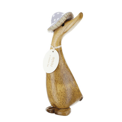 DCUK Ornaments Grey Toadstool Hat Natural Wooden Duckling