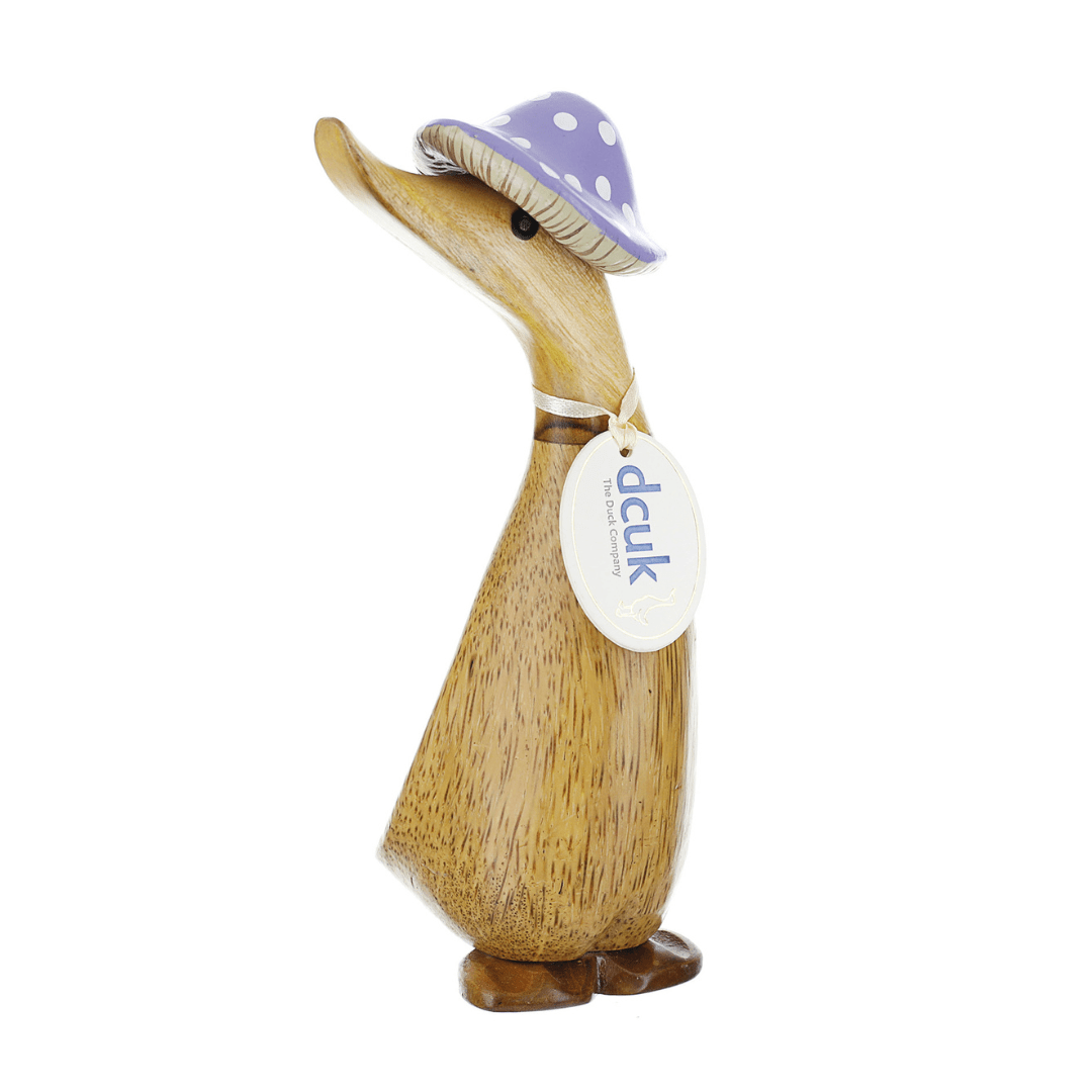 DCUK Ornaments Lilac Toadstool Hat Natural Wooden Duckling