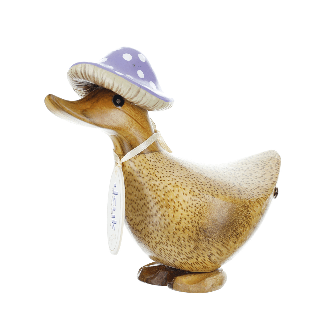 DCUK Ornaments Lilac Toadstool Hat Natural Wooden Ducky