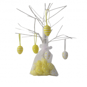 Giftware Trading Easter Decorations Patterned Yellow & White Easter Eggs Tree Decorations