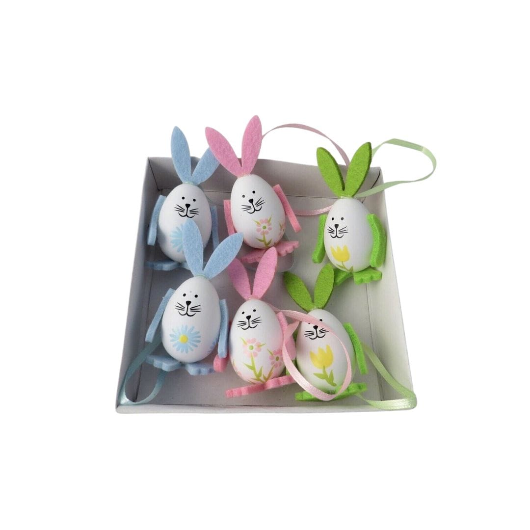 Giftware Trading Easter Decorations Set of 6 Blue, Pink and Green Rabbit Easter Decorations