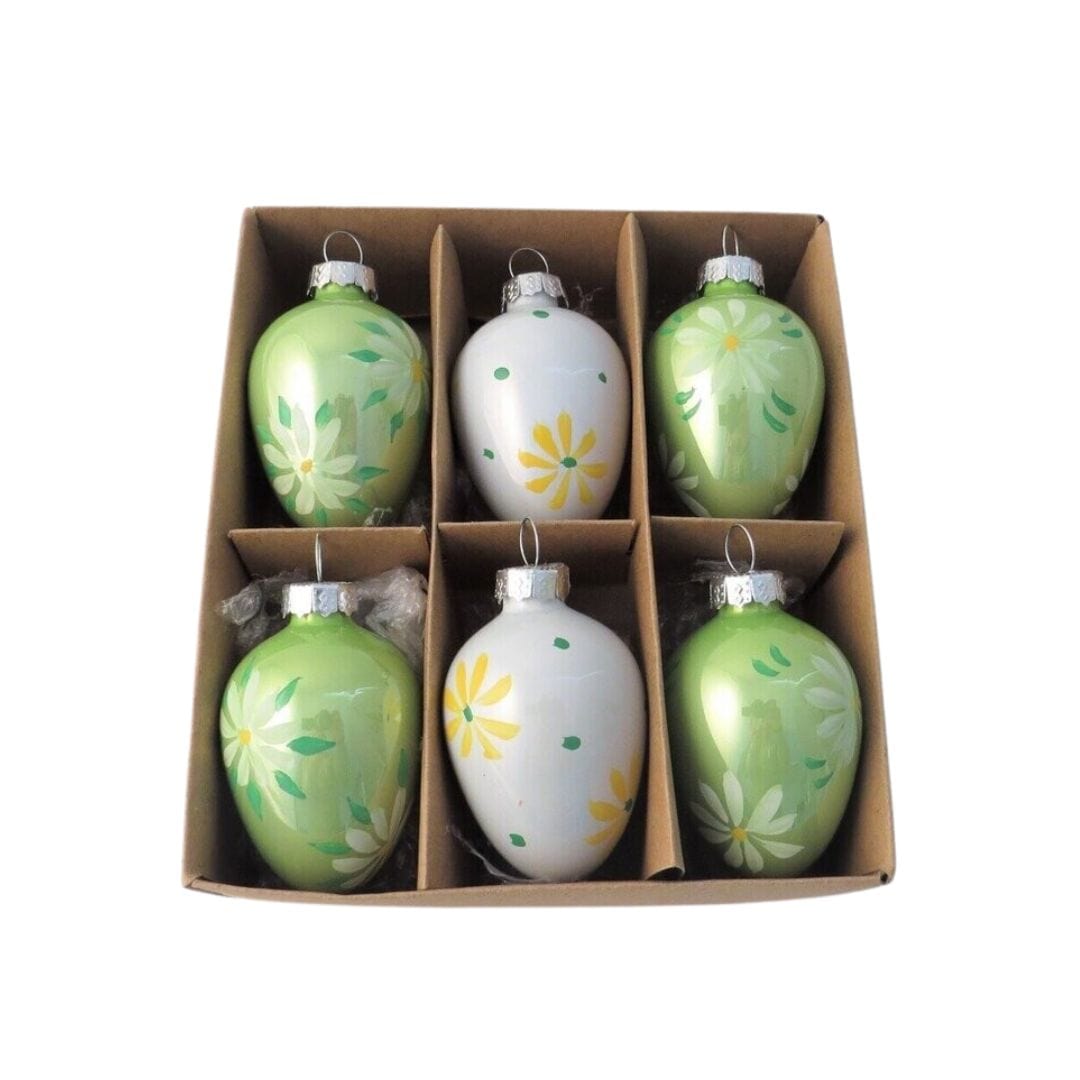 Giftware Trading Easter Decorations Set of 6 Shiny Floral Easter Egg Decorations