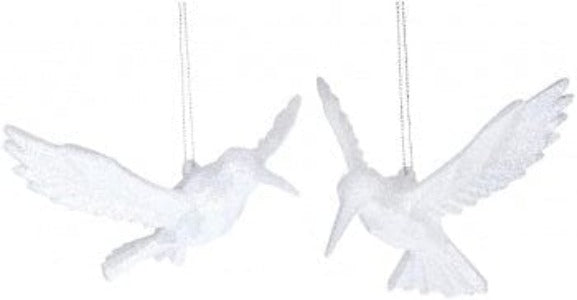 Gisela Graham Christmas A Pair of Glittery Birds Christmas Tree Decorations