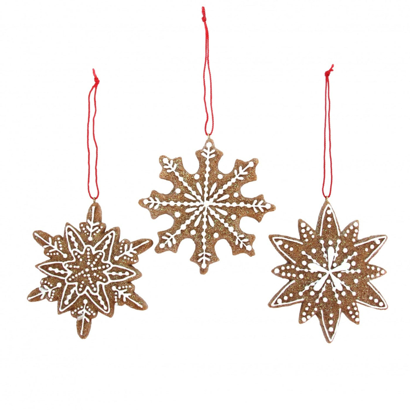 Gisela Graham Christmas Christmas Decorations Iced Gingerbread Design Set of 3 Christmas Tree Decoration