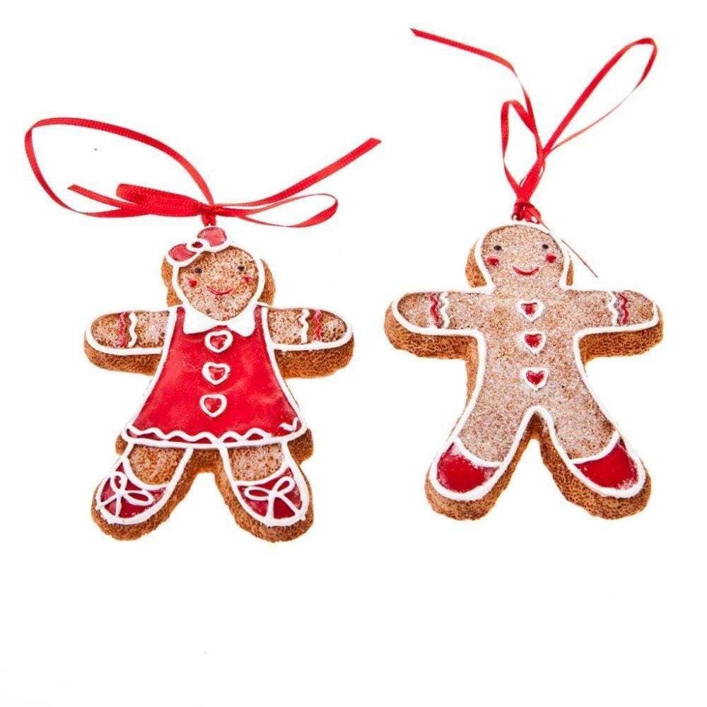 Gisela Graham Christmas Christmas Decorations Pair of Resin Gingerbread People Decorations