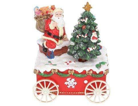 Gisela Graham Christmas Christmas Decorations Santa with Tree on Cart Music Box