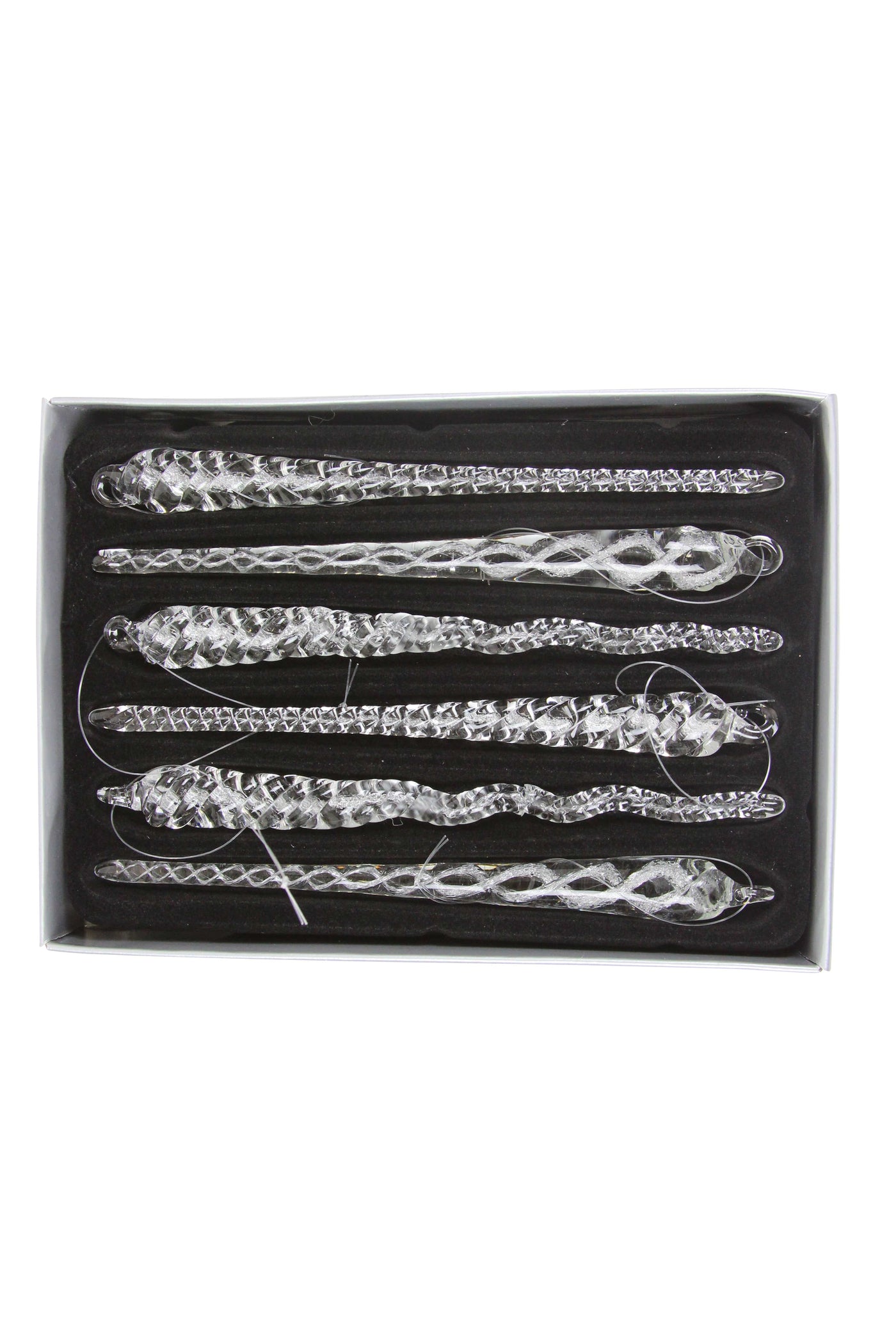 Gisela Graham Christmas Christmas Decorations Set of 6 Clear Glass Icicle Christmas Decorations