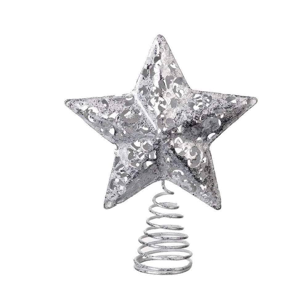 Gisela Graham Christmas Christmas Decorations Silver Christmas Star Tree Topper Feature