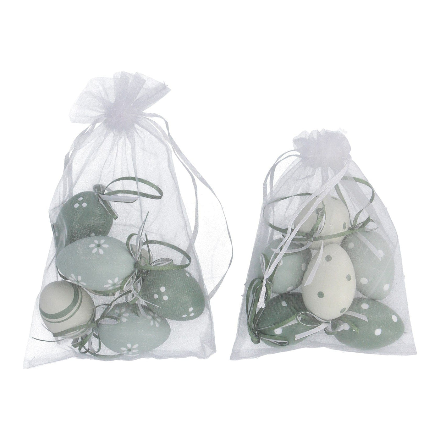 Gisela Graham Easter Easter Decorations 2 Bags of Green and White Easter Egg Decorations