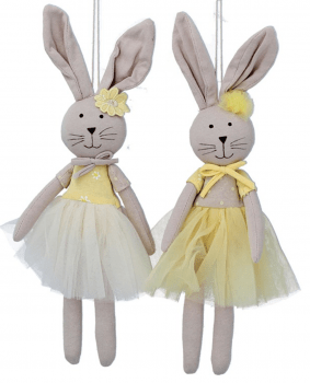 Gisela Graham Easter Christmas Decorations Dressed Pair of Rabbit Decorations in Tutus