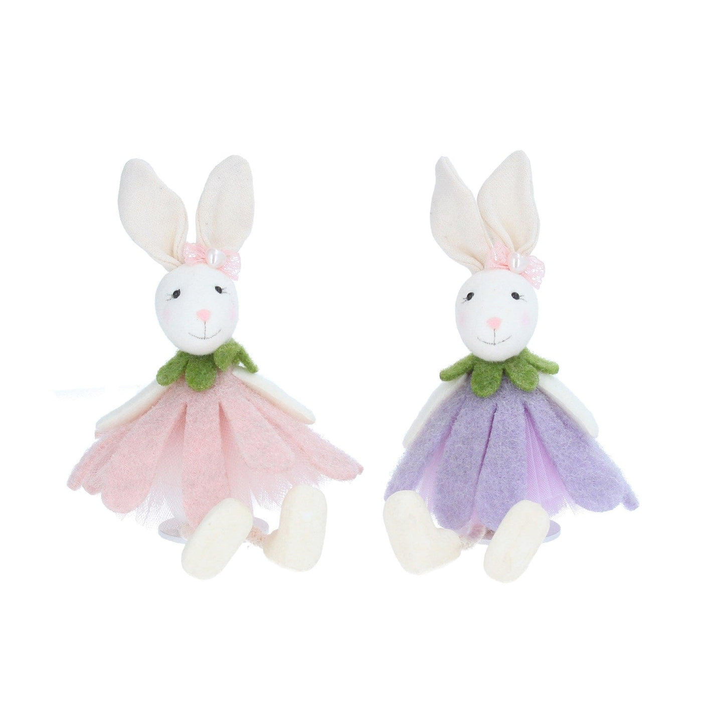 Gisela Graham Easter Easter Decorations Floral Fabric Rabbits Purple and Pink Easter Decorations
