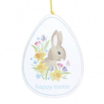 Gisela Graham Easter Easter Decorations Happy Easter Wooden Bunny Plaque