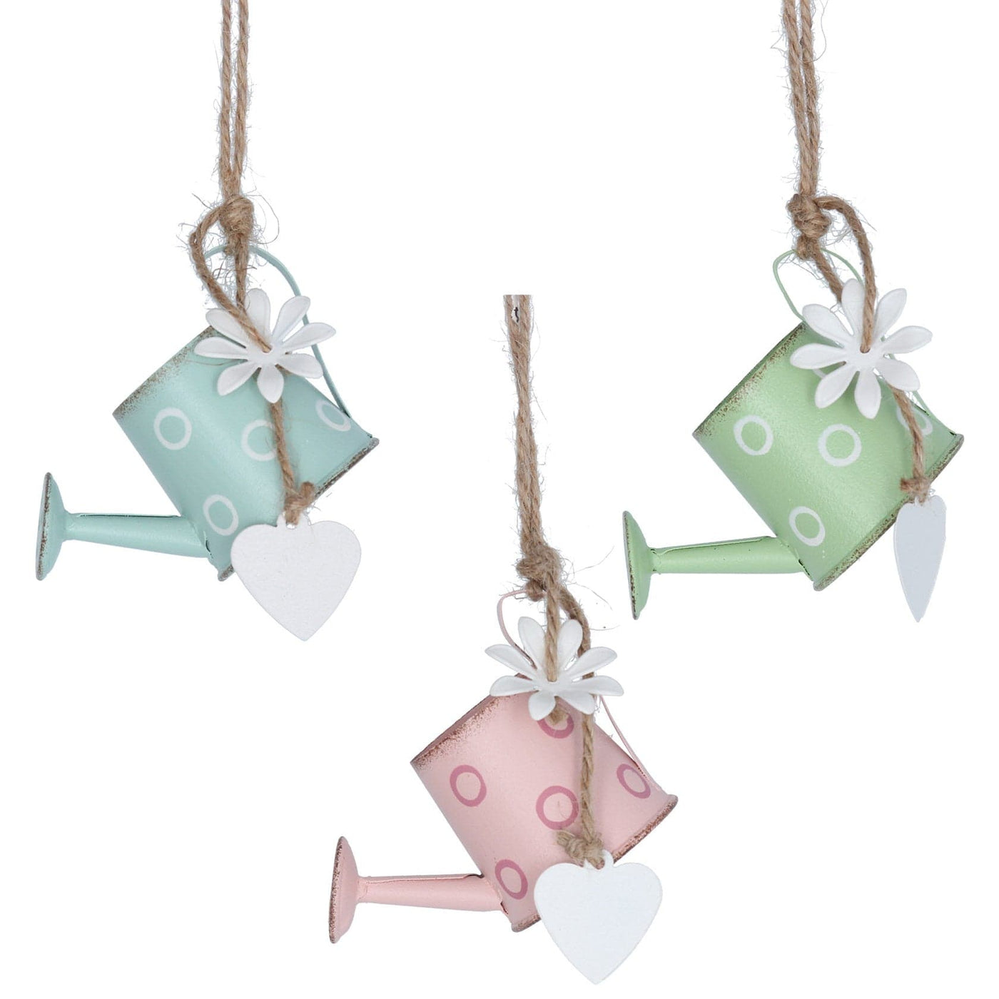 Gisela Graham Easter Easter Decorations Set of 3 Colourful Watering Can Easter Decorations
