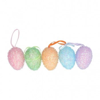 Gisela Graham Easter Easter Decorations Set of 5 Sparkly Eggs Easter Tree Decoration