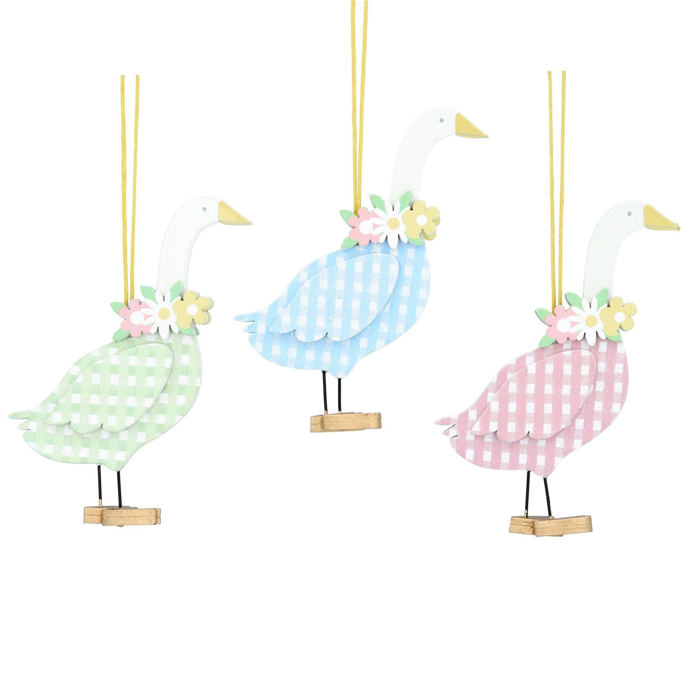 Gisela Graham Easter Easter Decorations Set of Three Pastel and Floral Geese Easter Decorations
