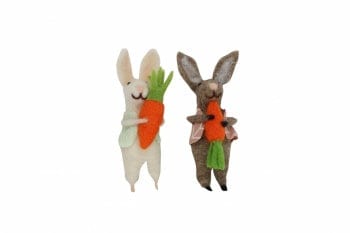Gisela Graham Easter Easter Decorations White Felt Rabbit With Carrot