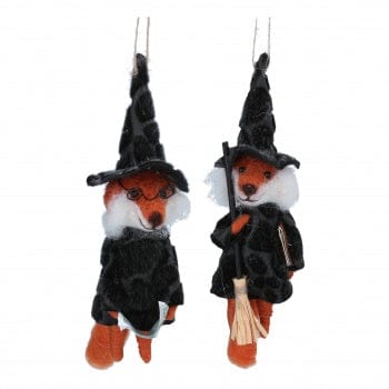 Gisela Graham Halloween Halloween Decoration Set of 2 Witch Foxes Halloween Decorations