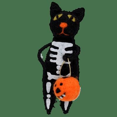 Gisela Graham Halloween Decoration Skeleton Cat Hanging Halloween Decoration