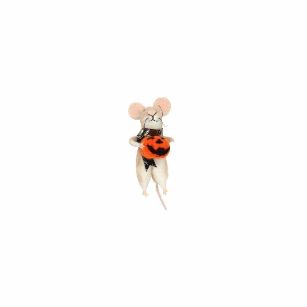 Gisela Graham Halloween Decoration Wool Mix Halloween Pumpkin Mouse