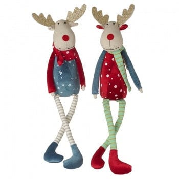 Heaven Sends Christmas Christmas Decorations A Pair of Weighted Festive Elks Christmas Decoration
