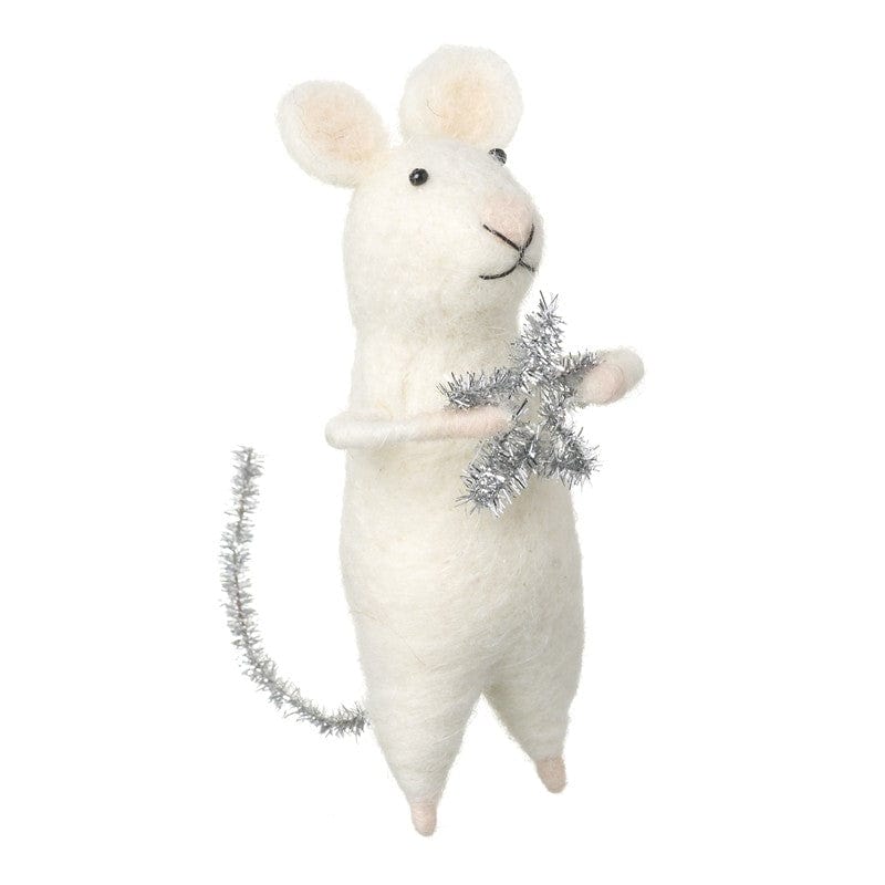 Heaven Sends Christmas Christmas Decorations Felt Mouse with Glitter Star and Tail Christmas Decoration