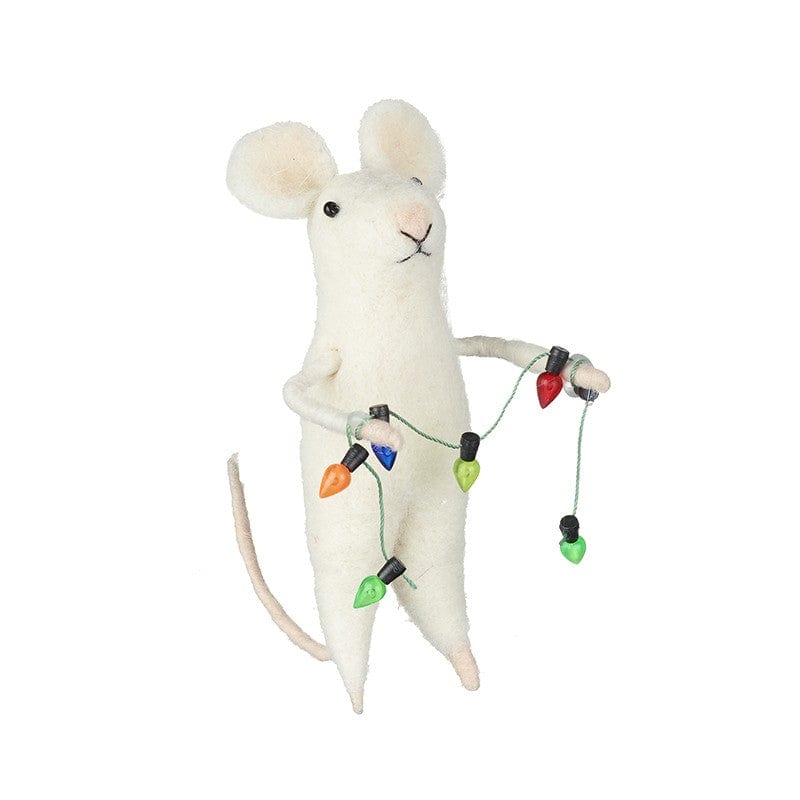 Heaven Sends Christmas Christmas Decorations Felt Mouse with Lights Christmas Tree Decoration