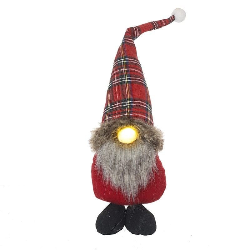 Heaven Sends Christmas Christmas Decorations Festive Tartan Gonk with Light Up Nose
