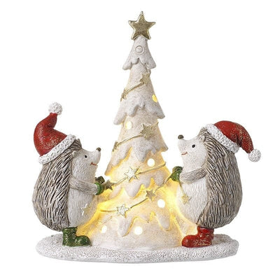 Heaven Sends Christmas Christmas Decorations Light Up Hedgehogs Around a Tree Ornament Decoration