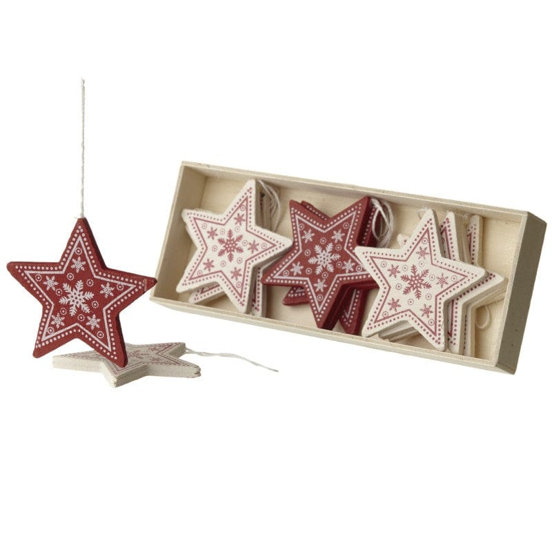 Heaven Sends Christmas Christmas Decorations Red and Cream Nordic Star Christmas Tree Decorations