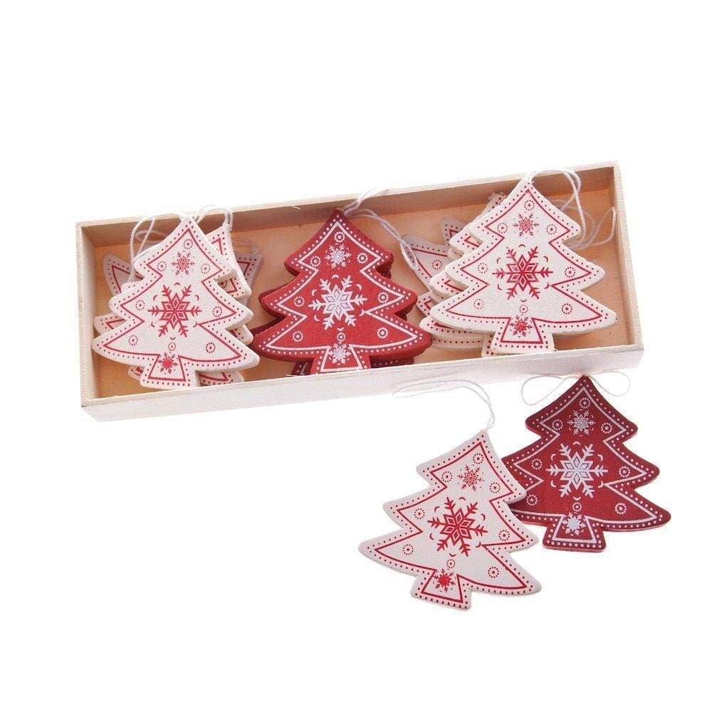 Heaven Sends Christmas Christmas Decorations Set of 12 Wooden Nordic Christmas Tree Decorations