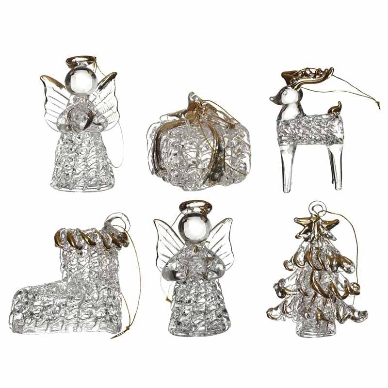 Heaven Sends Christmas Christmas Decorations Set of 6 Glass Christmas Tree Decorations