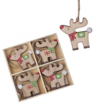 Heaven Sends Christmas Christmas Decorations Set of 8 Wooden Reindeers Christmas Tree Decorations