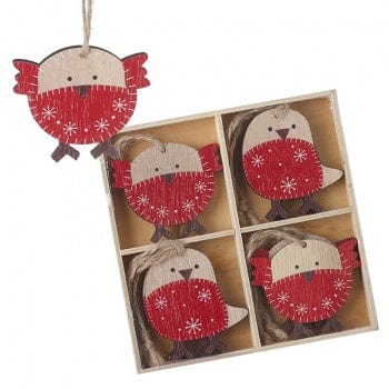 Heaven Sends Christmas Christmas Decorations Set of 8 Wooden Robin Christmas Tree Decorations