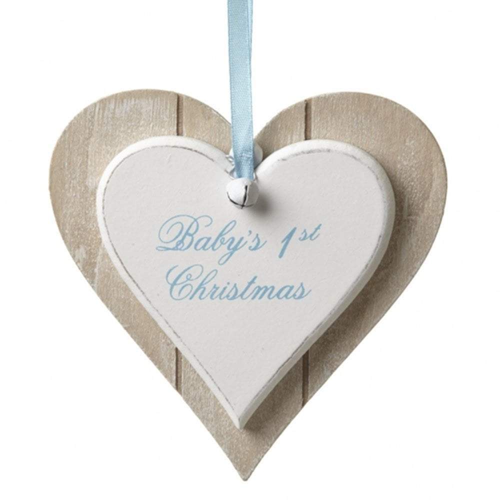Heaven Sends Christmas Christmas Decorations Wooden Baby's First Christmas Decoration in Blue