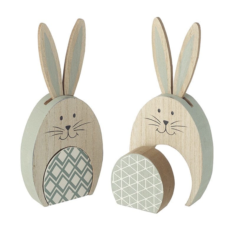 Heaven Sends Easter Decorations Set of 2 Mix and Match Wooden Easter Bunny Decorations
