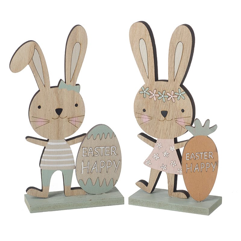 Heaven Sends Easter Decorations Set of 2 Wooden Easter Bunny Decorations