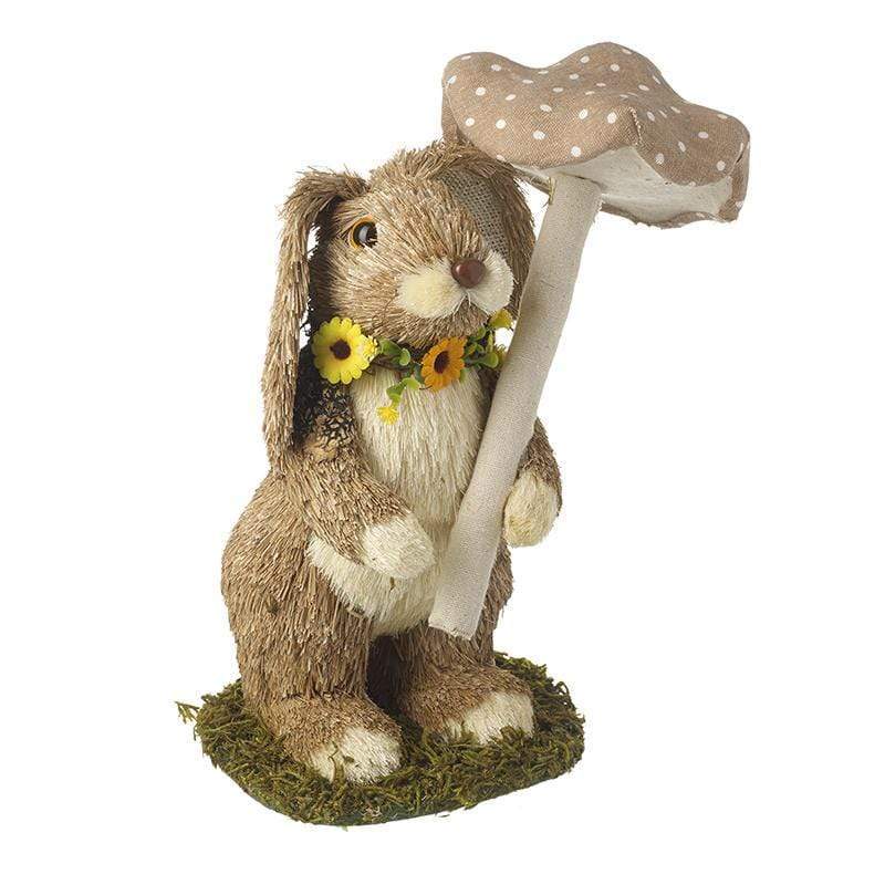 Heaven Sends Standing Bristle Rabbit with Toadstool Easter Decoration